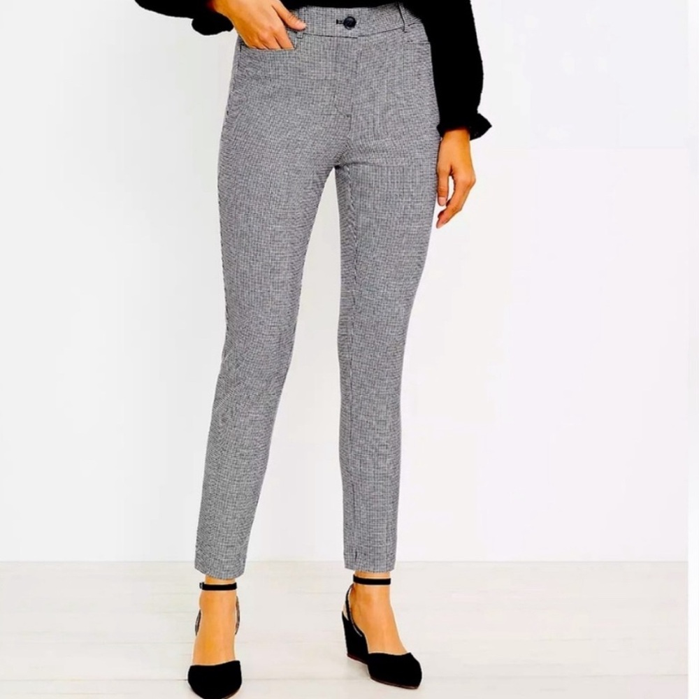LOFT The Skinny Fit Houndstooth Pants Like New Size 12 Tall
